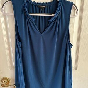 Banana Republic Women's Deep Blue Ruffle Neck Blouse